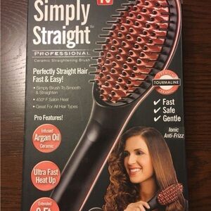 Ceramic Hair Straightening Brush - Black and Red
